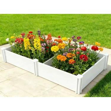 Imagem de Yararday Canteiro de jardim elevado de vinil de 1,8 m x 7,5 m, caixa de plantador ao ar livre sem parafusos para jardinagem, caneta de parto e mais