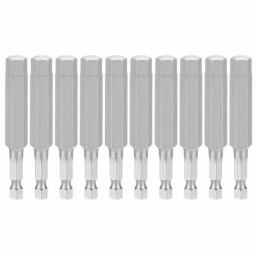 Imagem de HARFINGTON 10 peças chave sextavada broca 3/20.3 cm SAE 1/10.2 cm haste sextavada 3" (75 mm) comprimento S2 aço chaves de impacto magnéticas grau industrial, chave de fenda elétrica hexagonal, cinza