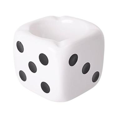 Imagem de Cinzeiro diferente em formato de dado preto (7,5x9cm) criativo, discreto e compacto(Branco)