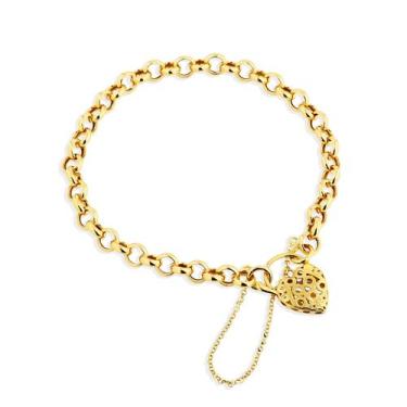 Imagem de Pulseira Feminina Portuguesa com Fecho Coração em Ouro 18k M - ARKHA18