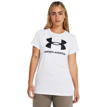 Imagem de Camiseta de Treino Under Armour Rival Logo Feminina, Branco, P
