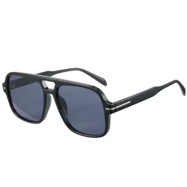 Imagem de Cyxus Óculos de sol aviador grandes sem emaranhados para mulheres, óculos de sol modernos com proteção UV para festivais de música na praia, compras, 1240, Armação preta com lente preta, M