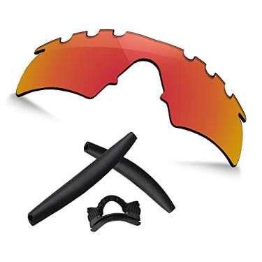 Imagem de TRUSHELL Mais de 20 opções de kits de borracha/substituição de lente para óculos de sol com armação OAKLEY M, Black Rubber Kits + Fire Red - Polarized, M Frame Strike Vented