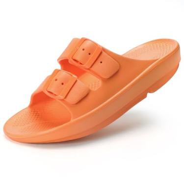 Imagem de Kricely Sandálias de recuperação de largura larga para mulheres e homens, fascite plantar, suporte em arco, sandálias ortopédicas ajustáveis com fivela dupla e sola grossa que reduzem o stress em