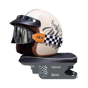Imagem de Capacete De Motocicleta Vintage Certificado DOT 3/4 Jet Mask ORZ-058C,