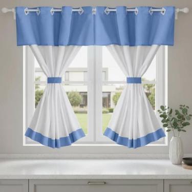 Imagem de Cortina De Cozinha Com Bandô 2.00x1.40m Varão Simples Decoração de Coz