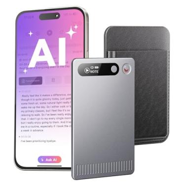 Imagem de Gravador de voz AI com controle de aplicativo, tecnologia avançada de IA para transcrição e resumo, memória de 64 GB, capa magnética, suporta 50 idiomas – gravador de áudio para palestras, reuniões