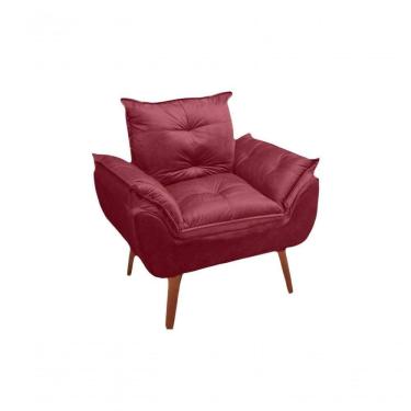 Imagem de Poltrona/cadeira Decorativa Glamour Com Pés Quadrado Vinho / Bordô