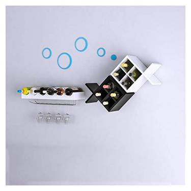 Imagem de Rack de vinho para parede de madeira maciça multicamadas suporte criativo de parede multifuncional (cor: #4) (#17) (#22)