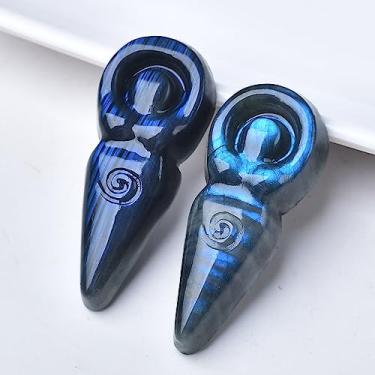 Imagem de WUYOUSHI Estátua de deusa de cristal de labradorita natural, glamour, 5 cm, esculpida em cristal de cura, pedra preciosa, decoração de Halloween, reiki, energia, meditação, cura, ornamento para casa