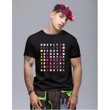 Imagem de Camiseta de Algodão Dos Rosa Preta Palavra Cruzada