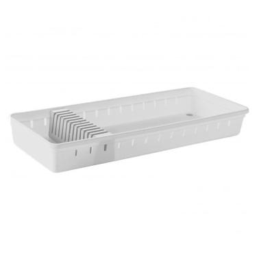 Imagem de Organizador de Gaveta Porta Facas Antiderrapante Trava Plastico Branco