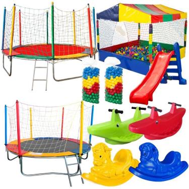 Imagem de Pula Pula Piscina De Bolinhas Escorregador Medio E Gangorras