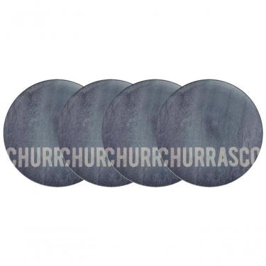 Imagem de Conjunto De Pratos Raso Tramontina Churrasco Stone 4 Peças Em Porcelana 28cm