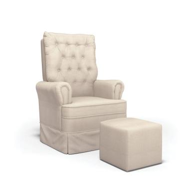 Imagem de Poltrona De Amamentação Balanço E Puff Laura Base Madeira Linho Areia Tc183 G01 - D'rossi