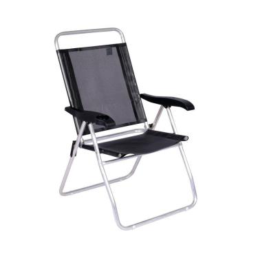 Imagem de Cadeira De Praia Alta Reclinável Boreal Com Porta Copo Mor Cor:preto Preto