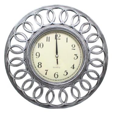 Imagem de Relógio De Parede Decorativo Grande Prata Sala Escritório 46,5cm