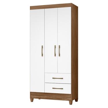 Imagem de Guarda Roupa Solteiro Lima 3 Portas E 2 Gavetas Naturale Branco Moval Naturale Branco