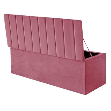 Imagem de Calçadeira Baú Recamier Estofada Cama Queen 160cm Carla Suede Rosa Bebe- Mabe Magazine