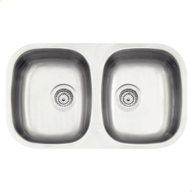 Imagem de Cuba Dupla Tramontina Isis 2C 34 BL Prime Inox Acetinado 72x40 cm com Escape e Válvula 94030103