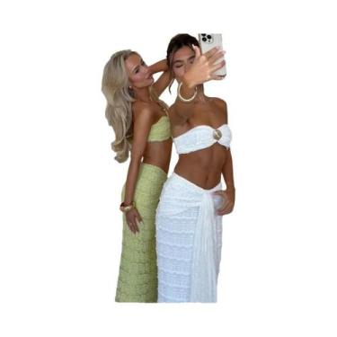 Imagem de Conjunto Elegante Feminino De 2 Peças Sexy Transparente Y2K Com Top Cr