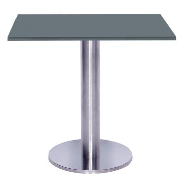 Imagem de Mesa Beta Big Inox 75 Cm (alt) Disco Redondo Tampo Mdp Quadrado 80 Cm (larg) X 2,50 Cm (alt) Grafito
