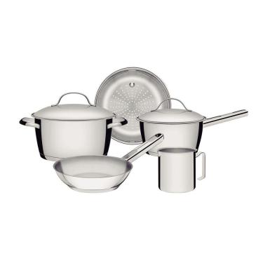 Imagem de Jogo De Panelas Tramontina Allegra Em Aço Inox Com Fundo Triplo 5 Peças Tramontina