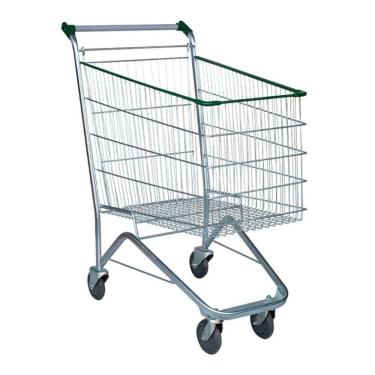Imagem de Carrinho De Supermercado Compras Tubular Zincado Cesto 180l
