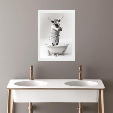 Imagem de Quadro Banheiro Coleção Animais - Boi 45X34Cm - Com Vidro