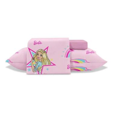 Imagem de Jogo Lençol Solteiro Toque Seda 3 Pçs Jolitex Estampado Barbie