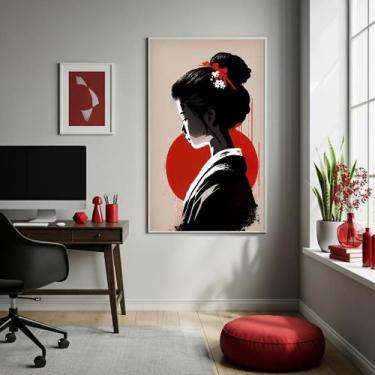 Imagem de Quadro Decor Mulher Japonesa 70X50Cm Mold Branca - Quadros On-Line