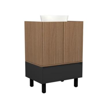 Imagem de Gabinete para Banheiro com Pé Jessé 60 cm - Venturi, Jequitiba/Preto