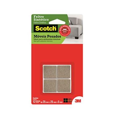 Imagem de 3M, Feltro Sintético Adesivo para Móveis Pesados Scotch, Quadrado, Marrom, Grande, 12 Unidades