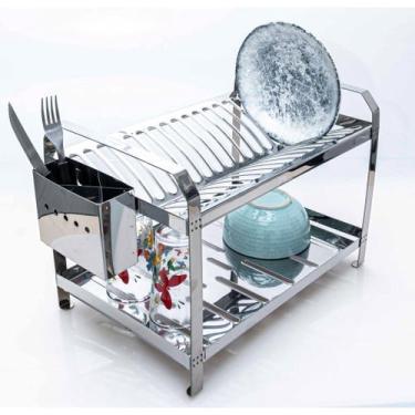 Imagem de Escorredor de Louças Inox p/ 20 Pratos  Resistente - Genérico