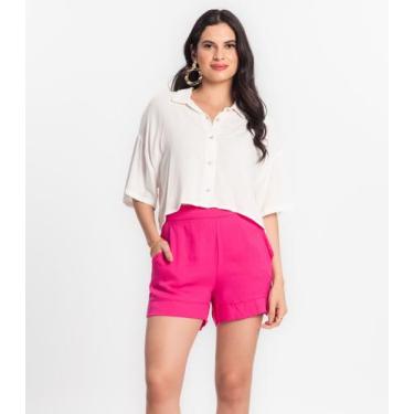 Imagem de Shorts Feminino Em Viscose Creponada Endless Rosa, G, Rosa
