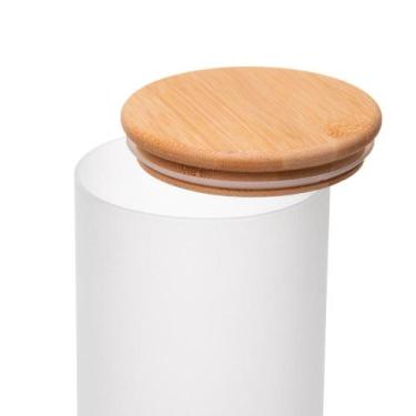 Imagem de Pote Tampa de Bambu Frosted 28cm Vidro Boro - Wolff