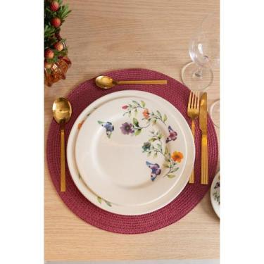 Imagem de Prato Raso Lyor Botanique 24cm Branco Cerâmica - Wolff