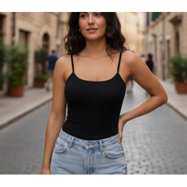 Imagem de Kit 2 Peças Regata Feminina Alça Fina Canelada - MODA VERÃO Blusa Bási