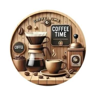 Imagem de Placa Decorativa De Parede Vintage De Madeira Com Tema De Café E Máqui