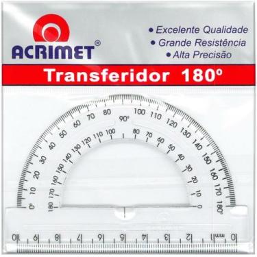 Imagem de Transferidor Poliestireno 180 Graus Cristal - Acrimet
