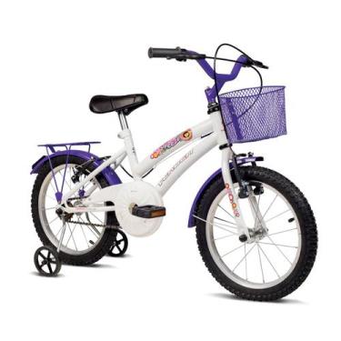 Imagem de Bicicleta Infantil Com Rodinhas Aro 16 Breeze Branco e Lilás Verden Bi