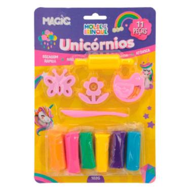Imagem de Kit de Massa de Modelar Unicórnios Magic Kids Molde e Brinque 11 Peças