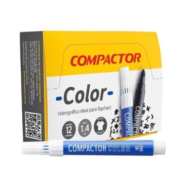 Imagem de Marcador Color Avulso Azul Compactor - Embalagem com 12 Unidades