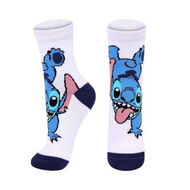 Imagem de Meia Divertida Cano Médio Lilo Stitch Lupo Cor:BrancaTamanho:30-36, Br