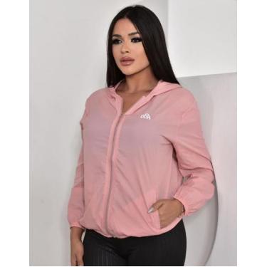 Imagem de Jaqueta corta vento feminina capuz zíper bolso ultra leve - D&A, Rosa 