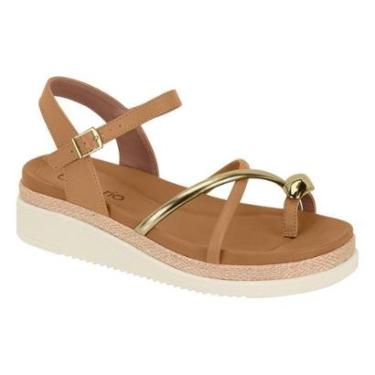 Imagem de Sandália Tamanco Casual Feminino Flatform Beira Rio 8575.103 Marrom/Dourado-Feminino