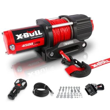 Imagem de X-BULL Kits de Guincho Elétrico de 4500 Lbs 12V com Fairlead, Guincho Atv/Utv com Guincho de Corda Sintética À Prova D'Água com Controles Remotos Sem Fio e Suporte de Montagem