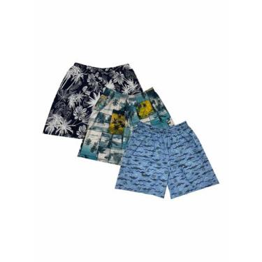 Imagem de Kit Com 3 Bermudas Tactel Estampada Com Bolso Masculina - Olv Jeans, M