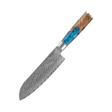 Imagem de Conjunto De Facas De Cozinha Em Aço Damasco VG10 Japonês Com Cabo Azul