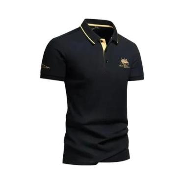 Imagem de Camiseta Polo Masculina De Verão Leve Com Bordado, Casual, Vintage, Es